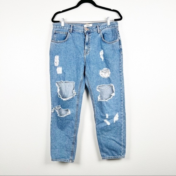 FOREVER 21 High Rise Distressed Straight‎ Leg Jeans 30 - Picture 1 of 6